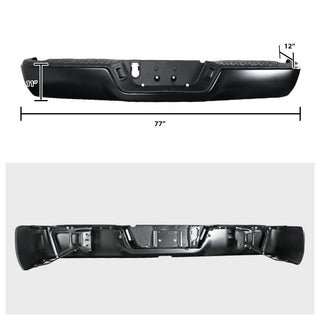 Spec D Black SS Rear Step Bumper w/ License Lamps: Dodge Ram 1500 / 2500 / 3500 2009-2012
