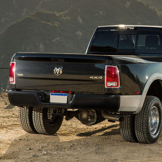 Spec D Black SS Rear Step Bumper w/ License Lamps: Dodge Ram 1500 / 2500 / 3500 2009-2012