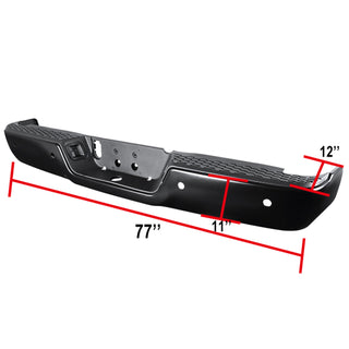 Spec D OEM Style Steel Rear Bumper (Black w/ Parking Sensor Holes): Dodge Ram 2009 - 2018