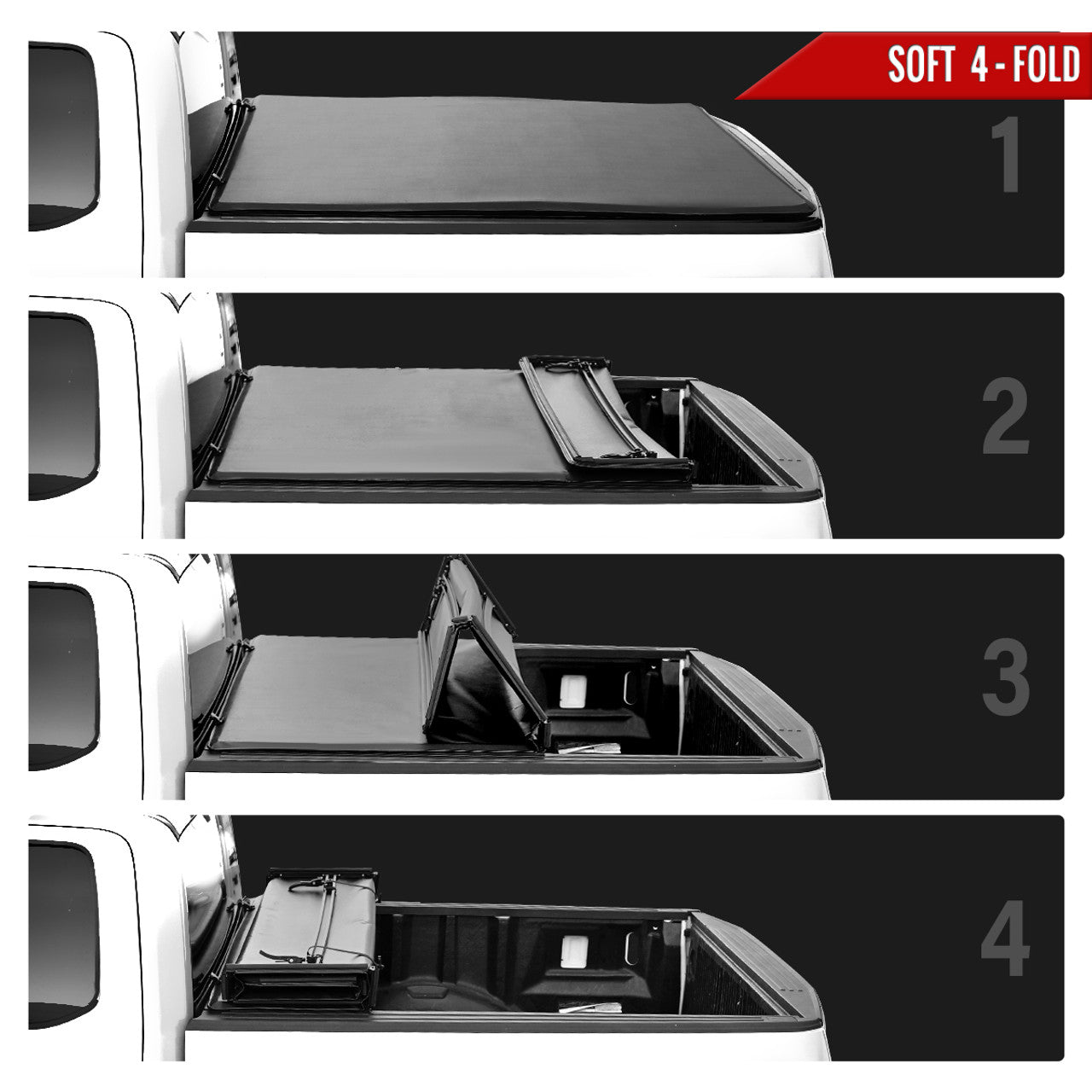 Spec D Soft Quad Fold Tonneau Cover: Dodge Dakota (w/ 6.5ft Bed) 2005 - 2011