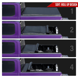 Spec D 76" Short Bed Vinyl Roll Up Tonneau Cover: Fits Dodge RAM 2002-2018
