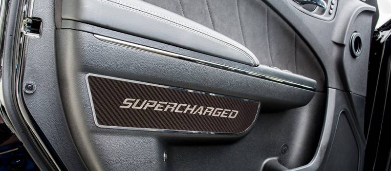 American Car Craft Front Carbon Fiber "SUPERCHARGED" Door Badge 2pc: Dodge Charger 2011 - 2023