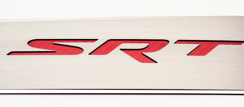 American Car Craft Front Brushed "SRT" Door Badge 2pc: Dodge Charger 2011 - 2023