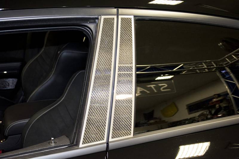 American Car Craft Carbon Fiber Door Pillar Plate with Brushed Trim: Dodge Charger 2011 - 2023