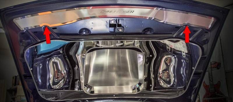 American Car Craft Polished Upper Hood Cap (CHALLENGER LETTERING): Dodge Challenger 2015 - 2023