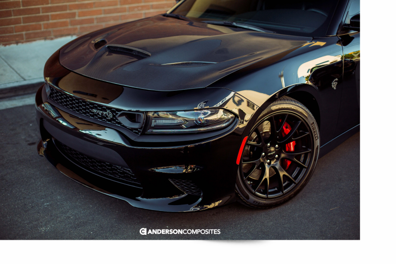 Anderson Composites OE Hellcat Carbon Fiber Hood: Dodge Charger 2015 - 2023 (All Models)