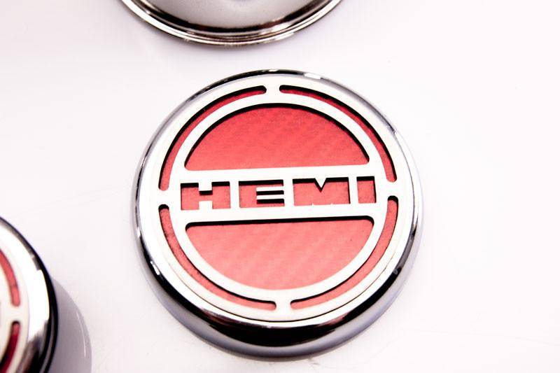 American Car Craft "HEMI" Deluxe Fluid & Shock Tower Cap Covers (13PC): Dodge Challenger V8 2008 - 2023