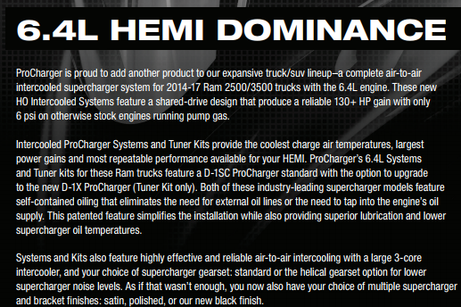 Procharger Supercharger Kit: Dodge Ram 6.4L Hemi 2019 - 2021 (2500/3500)